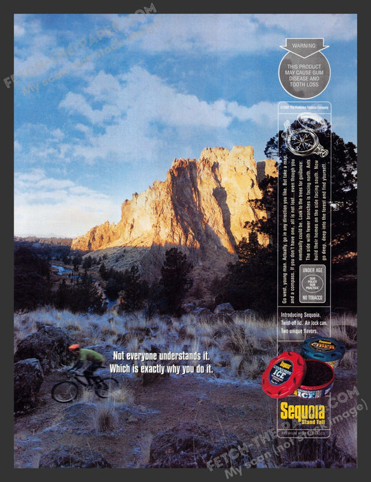 2001 Print Advertisement Sequoia Stand Tall Chewing Tobacco Desert Trail Biking.