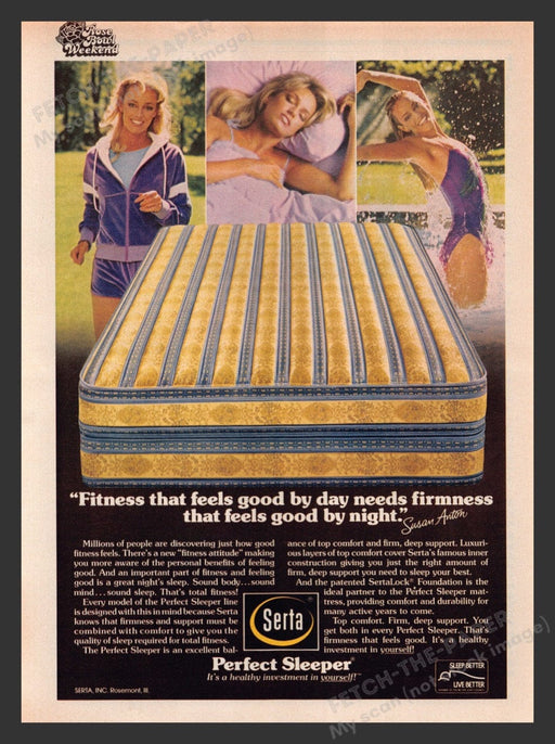 1981 Serta Perfect Sleeper Mattress Susan Anton Print Advertisement Ad