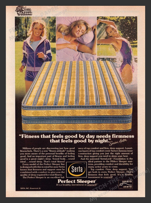 1981 Serta Perfect Sleeper Mattress Susan Anton Print Advertisement Ad