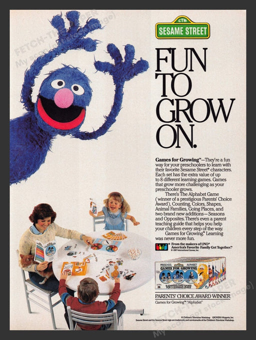 1987 Sesame Street Games for Growing Print Advertisement Ad