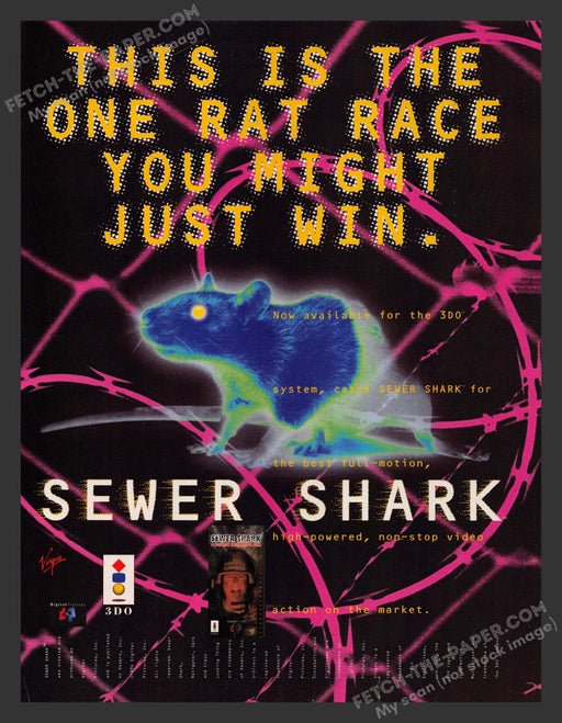 1993 Print Advertisement Sewer Shark Video Game Ad.