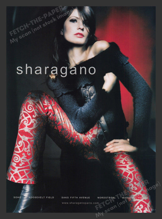 Sharagano Clothing Sexy Brunette Funky Style 2000s Print Advertisement 2001 Fetch the Paper!