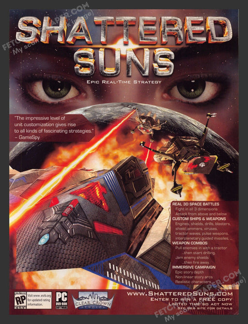 2008 Print Advertisement Shattered Suns Video Game Ad.