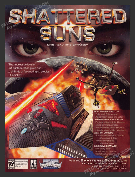 2008 Print Advertisement Shattered Suns Video Game Ad.