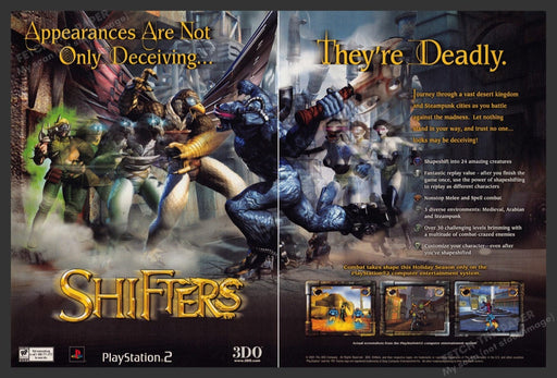 2001 Shifters Deceiving Appearances Video Game Print Advertisement (2 Pages)