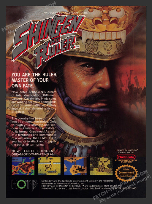 1990 Print Advertisement Shingen The Ruler Video Game Ad.