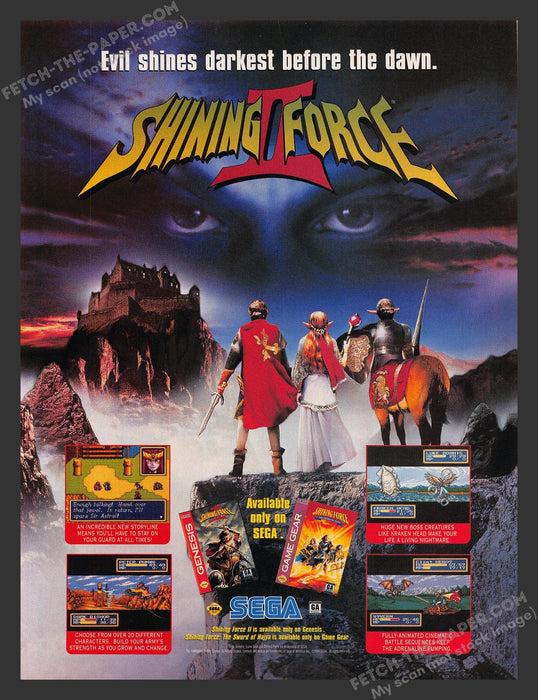 1994 Print Advertisement Shining Force II Sega Video Game Ad.