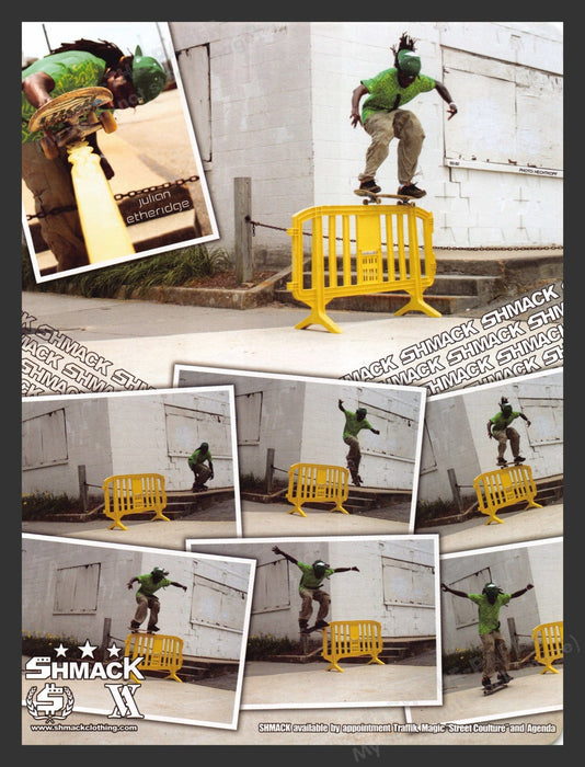 2007 Shmack Clothing Julian Etheridge Skater Athlete Print Advertisement.