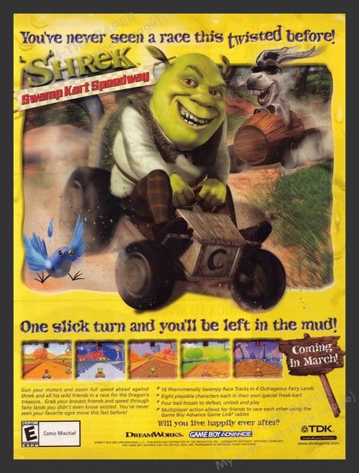 2002 Shrek: Swamp Kart Speedway Video Game Print Advertisement