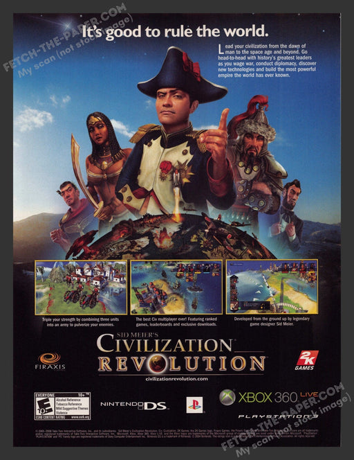 2008 Print Advertisement Sid Meier's Civilization Revolution Video Game Ad.