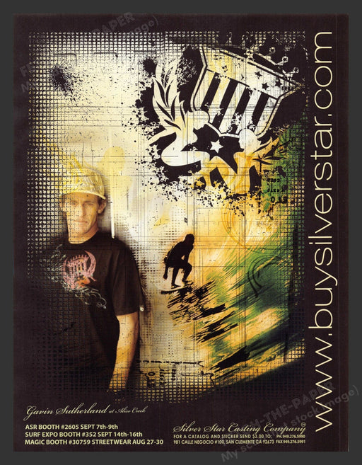 2007 Silver Star Clothing Gavin Sutherland Surfer Athlete Print Advertisement Ad.