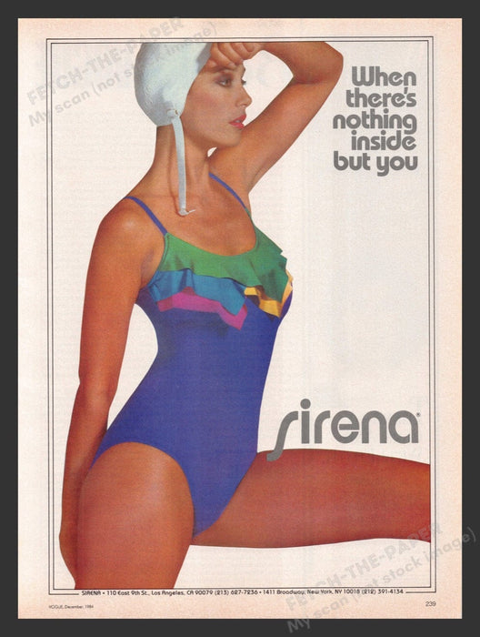 1984 Sirena Swimwear Swimsuit Legs Sexy Print Advertisement Ad
