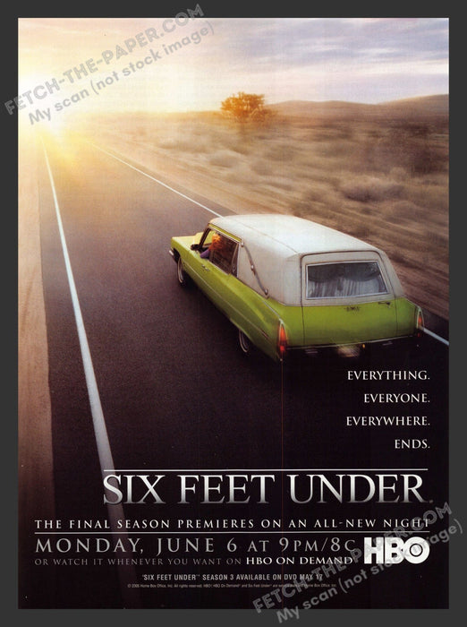 2005 Print Advertisement Six Feet Under HBO T.V. Show Ad.