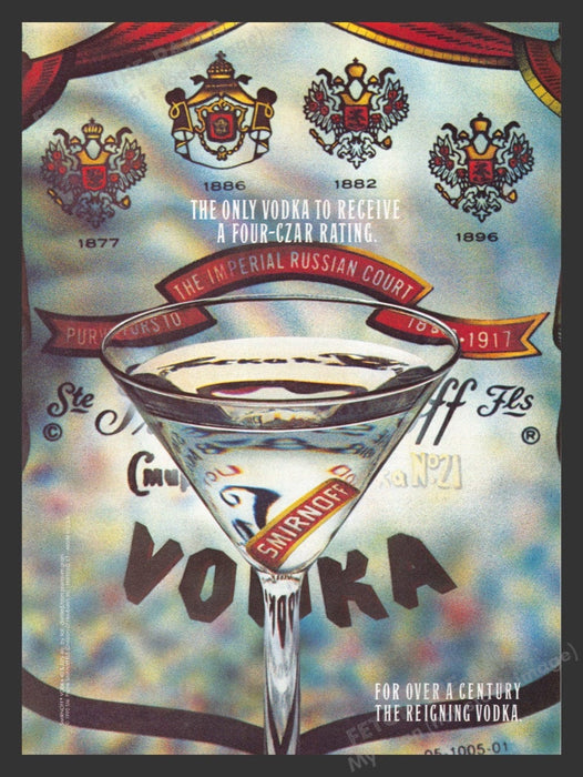 1990 Smirnoff Vodka "A Four-Czar Rating" Print Advertisement Ad