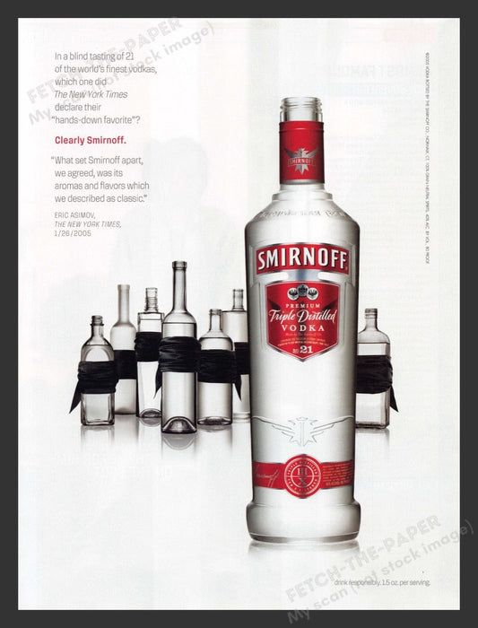 2005 Smirnoff Vodka Blind Tasting Print Advertisement Ad