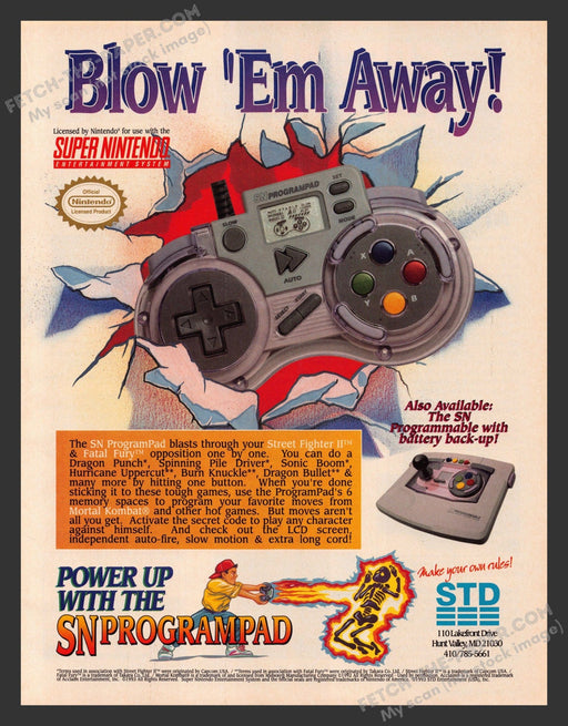 SN Programpad Super Nintendo Video Game 1990s Print Advertisement Ad 1993 Fetch the Paper!