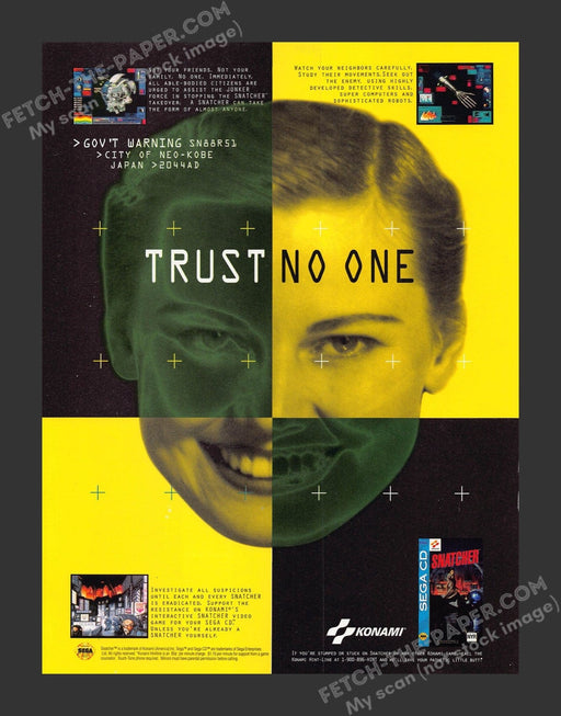 1994 Print Advertisement Snatcher Sega Video Game Ad.