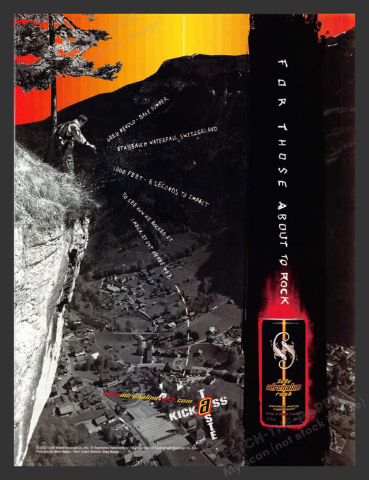 2002 SoBe Adrenaline Rush Energy Drink Greg Nevolo Base Jump Print Advertisement.