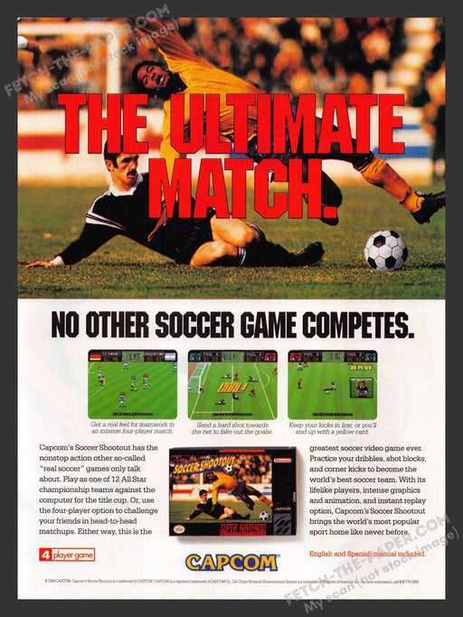1994 Print Advertisement Soccer Shootout Video Game Ad.