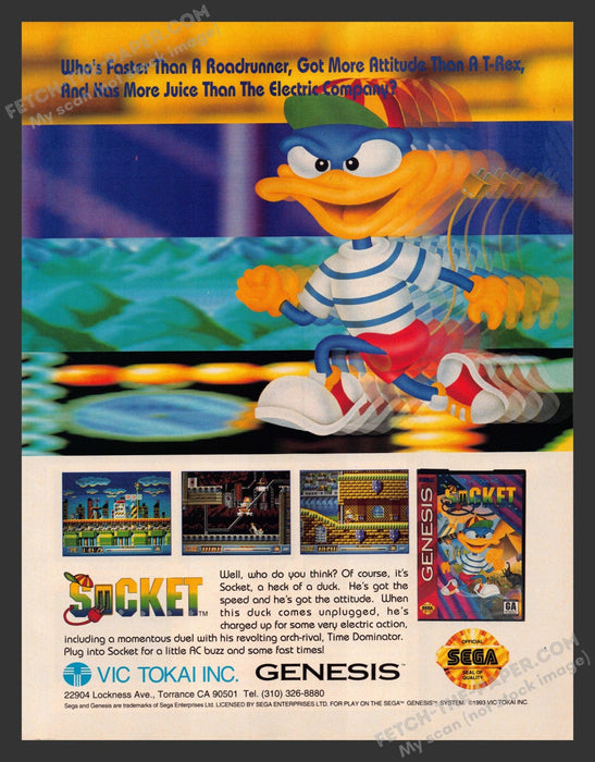 1993 Print Advertisement Socket Video Game Ad.