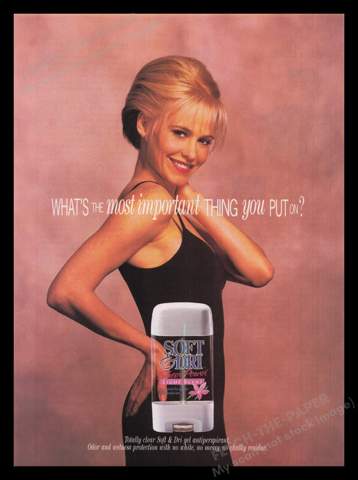 Soft & Dri Deodorant 1990s Print Advertisement Ad 1996 Arms Cute Girl Fetch the Paper!