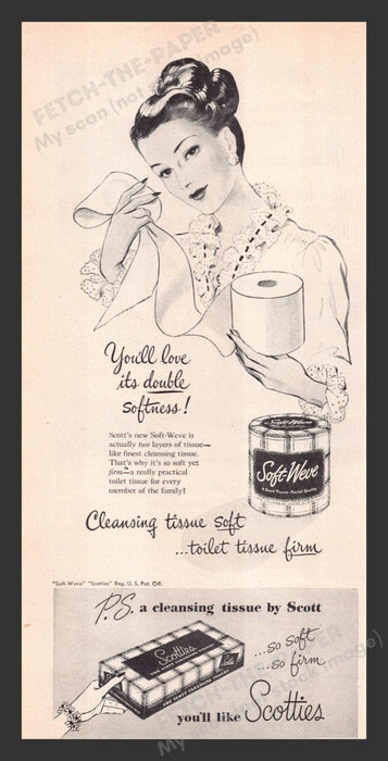 1948 Soft-Weve Toilet Paper Scotties Tissues by Scott Print Advertisement Ad