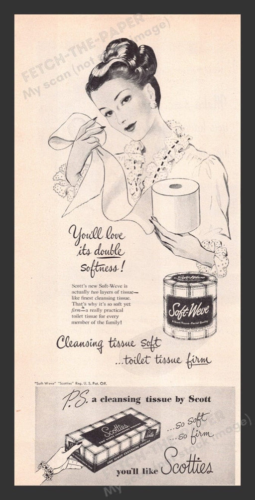 1948 Soft-Weve Toilet Paper Scotties Tissues by Scott Print Advertisement Ad