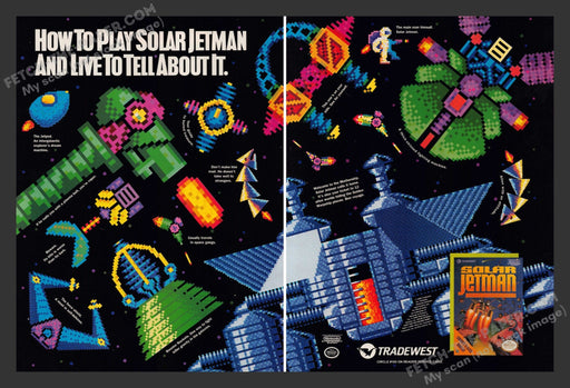 1990 Print Advertisement 2 Page Solar Jetman Video Game Ad.