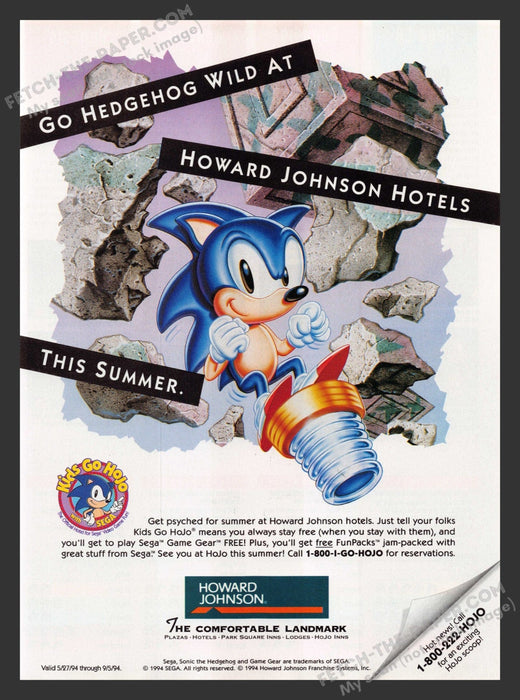 Sonic the Hedgehog Video Game 1990s Print Advertisement Ad 1994 Fetch the Paper!