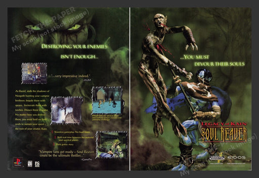 1999 Soul Reaver: Legacy of Kain Video Game Print Advertisement (2 Pages)