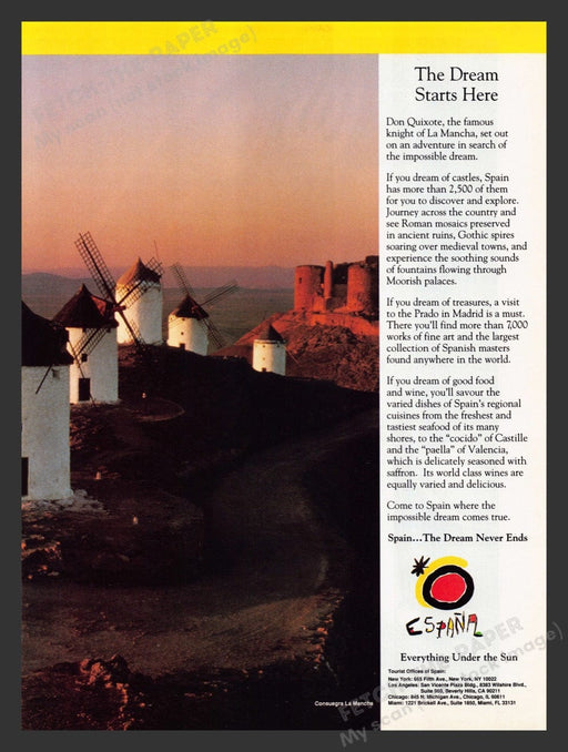 1990 Spain Travel Promotion Consuegra La Mancha Print Advertisement Ad