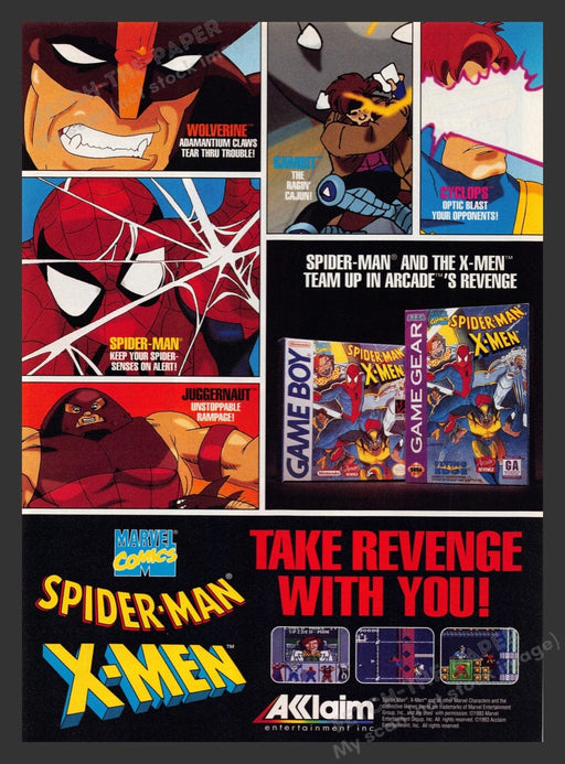 1994 Spider-Man & X-Men "Arcade's Revenge" Video Game Print Advertisement