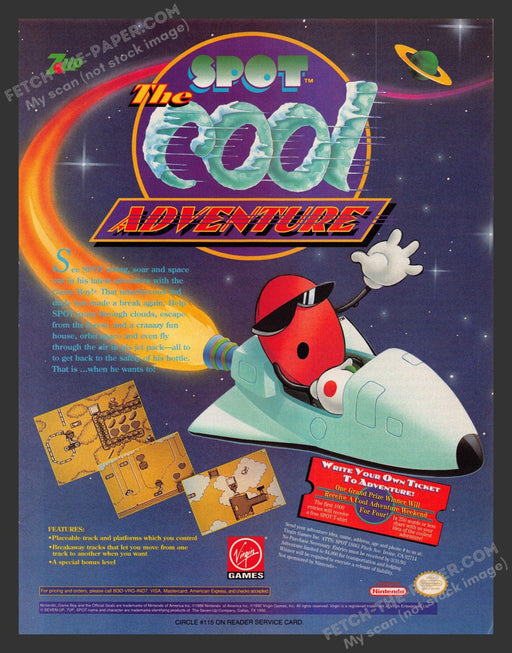 1992 Print Advertisement Spot: The Cool Adventure Video Game Ad.