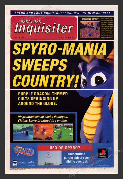 1998 Spyro: The Dragon Inquisitor Video Game Print Advertisement (2 Pages)