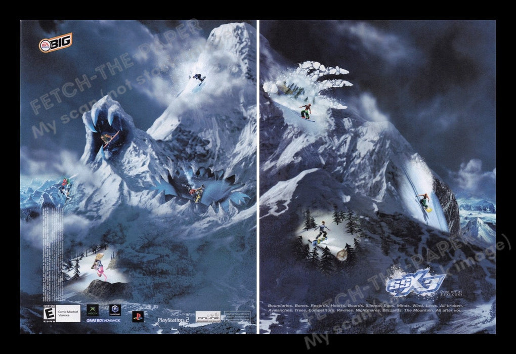 SSX3 EA Sports Big Game 2000s Video Game Print Advertisement Ad (2 pages) 2003 Fetch the Paper!