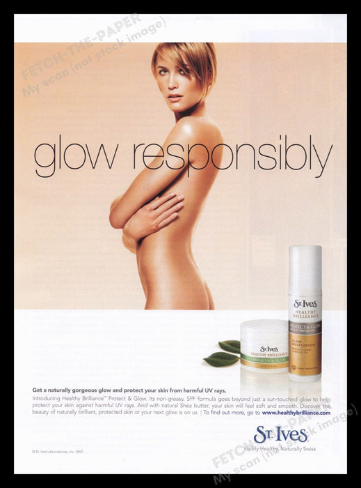St. Ives 2000s Print Advertisement Ad 2007 Glowing Tan Model Fetch the Paper!