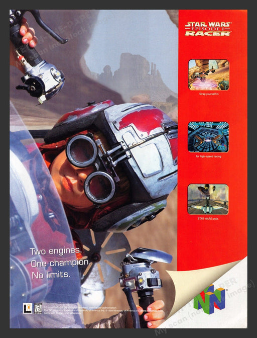 1999 Star Wars Episode I - Racer  Video Game Print Advertisement.