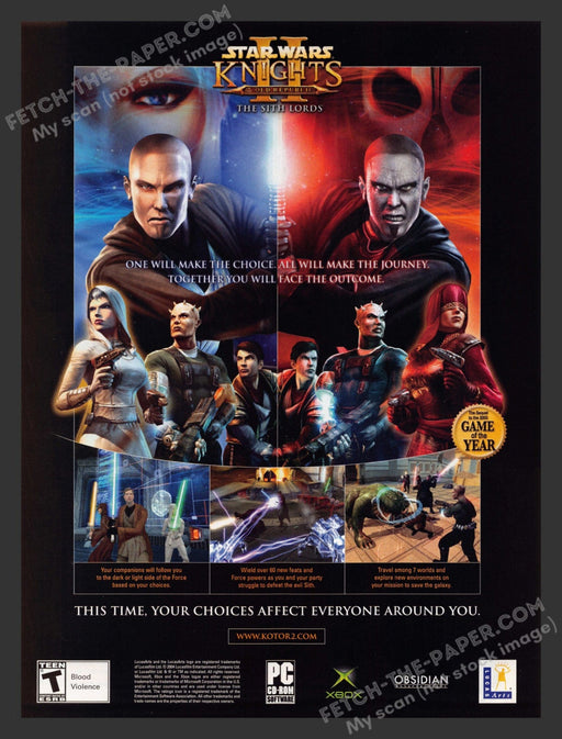 2005 Print Advertisement Star Wars Knights II: The Sith Lords Video Game Ad.