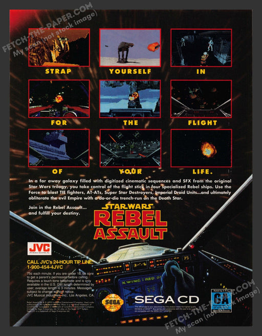 1993 Print Advertisement Star Wars: Rebel Assault Video Game Ad.