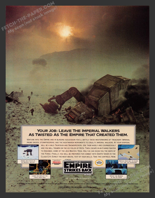 1991 Print Advertisement Star Wars The Empire Strikes Back Video Game Ad.