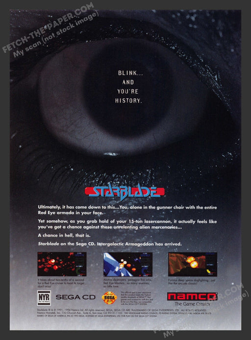 1994 Print Advertisement StarBlade Video Game Ad.