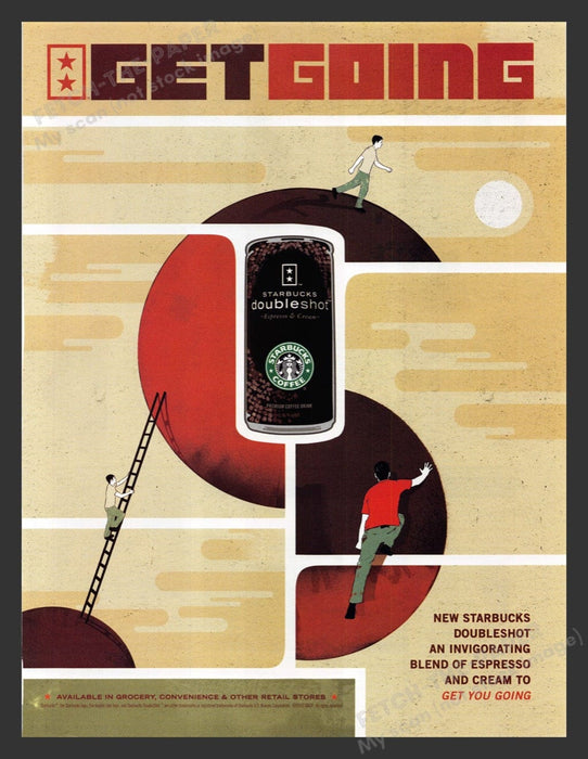 2002 Starbucks Coffee Double Shot "Get Going" Print Advertisement Ad