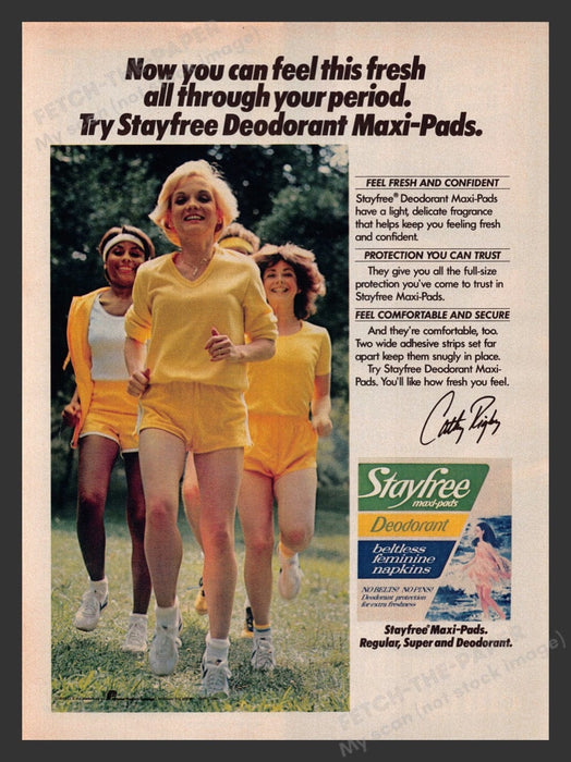 1981 Stayfree Maxi-pads Cathy Rigby Gymnast Print Advertisement Ad