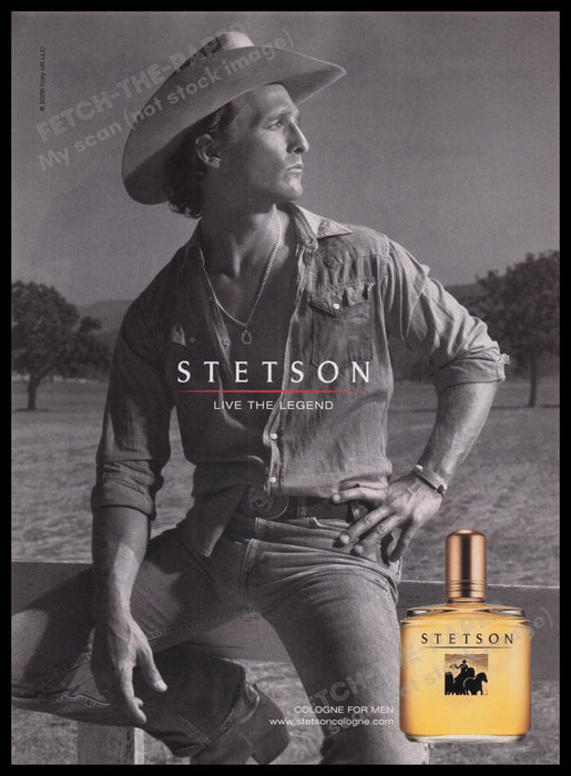 Stetson Cologne Matthew McConaughey 2000s Print Advertisement Ad 2006 Fetch the Paper!