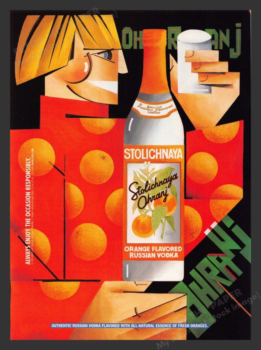 2000 Stolichnaya Ohranj Orange Flavored Vodka Art Print Advertisement Ad