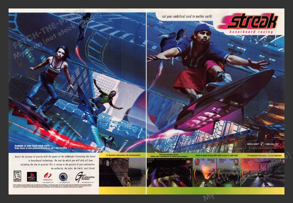 1998 Streak Hoverboard Racing Video Game Print Advertisement (2 Pages)