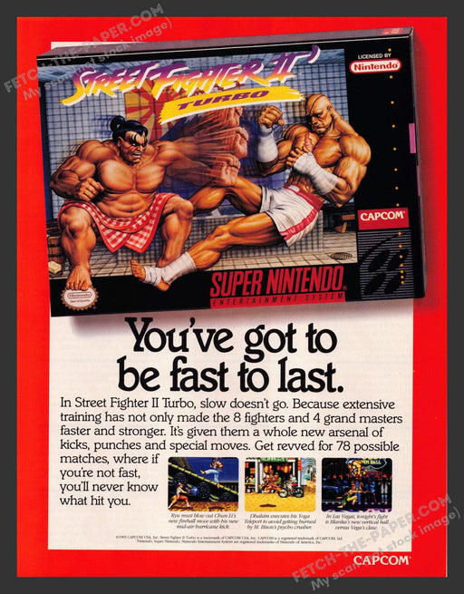 1993 Print Advertisement Street Fighter II Turbo Video Game Ad.