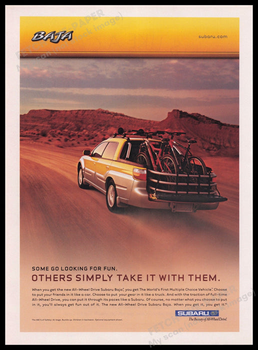 Subaru Baja 2000s Print Advertisement Ad 2003 Fetch the Paper!