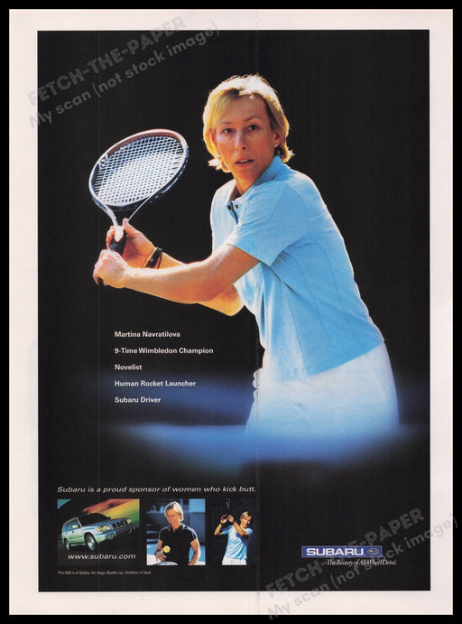 Subaru Matina Navratilova 2000s Print Advertisement Ad 2002 Fetch the Paper!