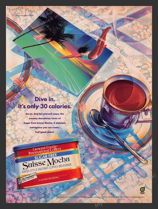 1987 Suisse Mocha Sugar Free Instant Coffee Print Advertisement Ad